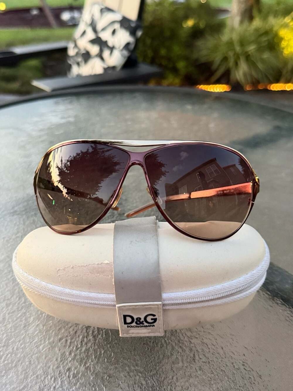 D&G Dolce & Gabbana DG6003 Aviator Sunglasses Purple Frame with Case